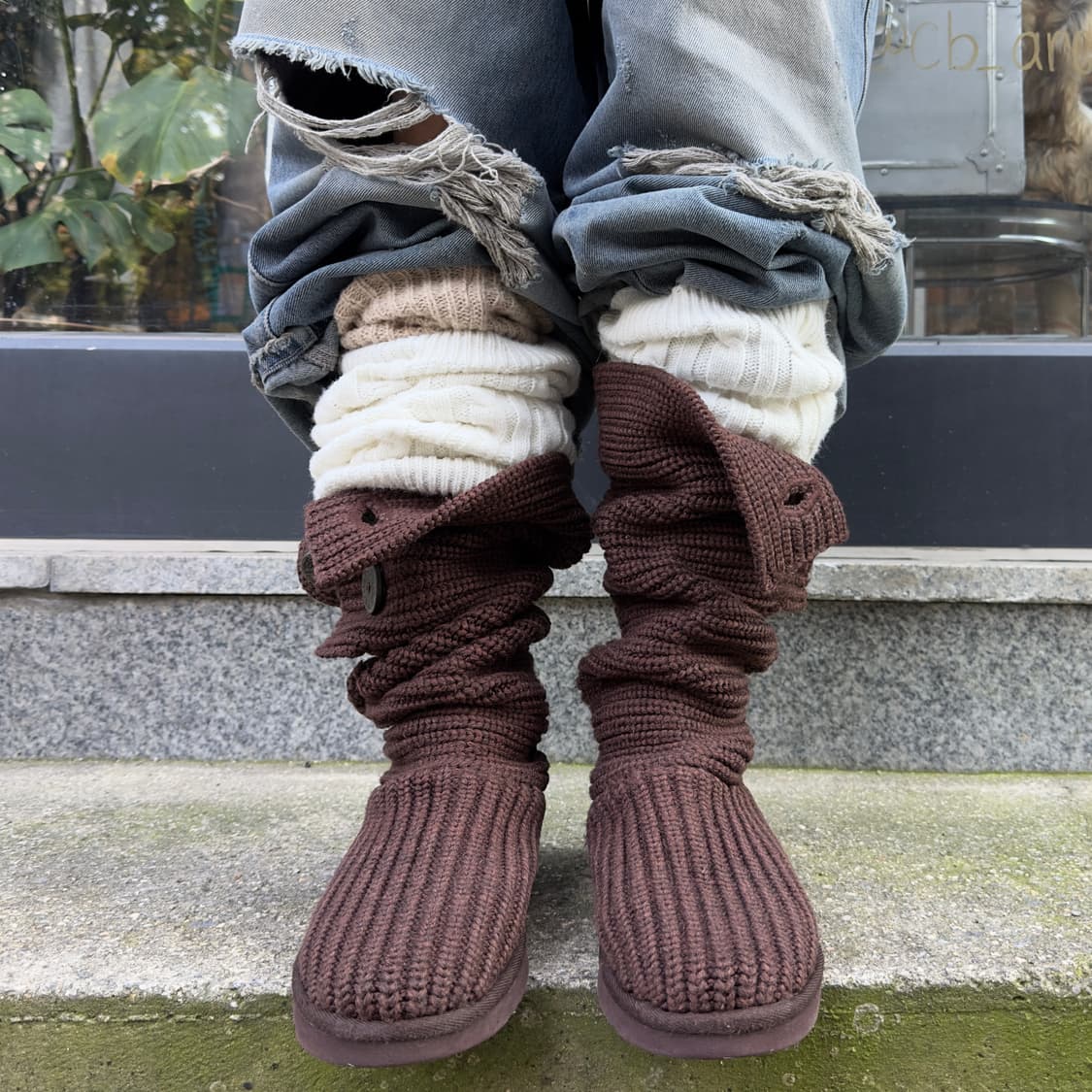 2000s Y2K 니트 카디 어그 부츠 상품이미지4