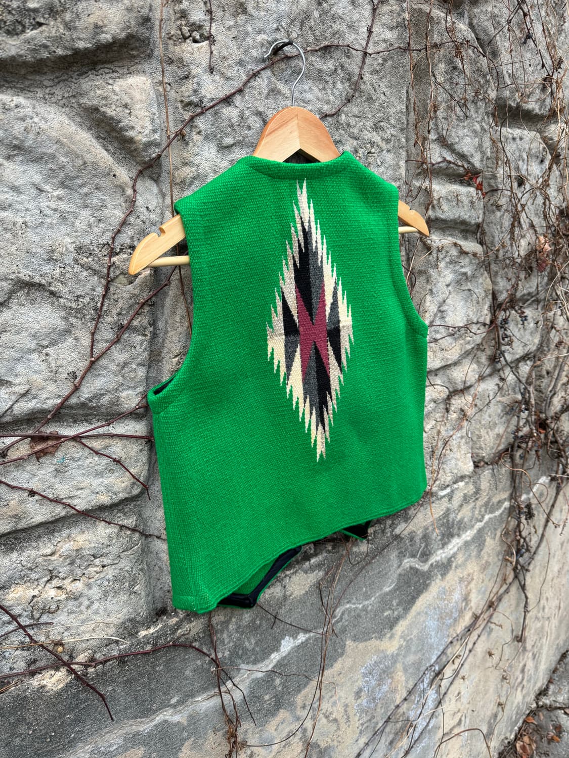 오르테가 핸드 우븐 울 나바호 네이티브 무늬 치마요 베스트 조끼 그린 상품이미지6