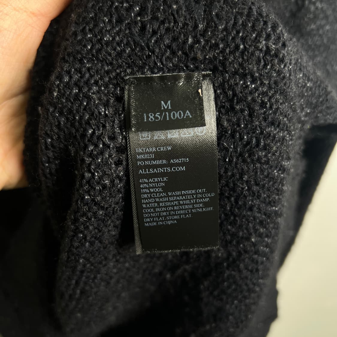 올세인츠 블랙 디스트로이드 데미지 니트 스웨터 M 상품이미지8