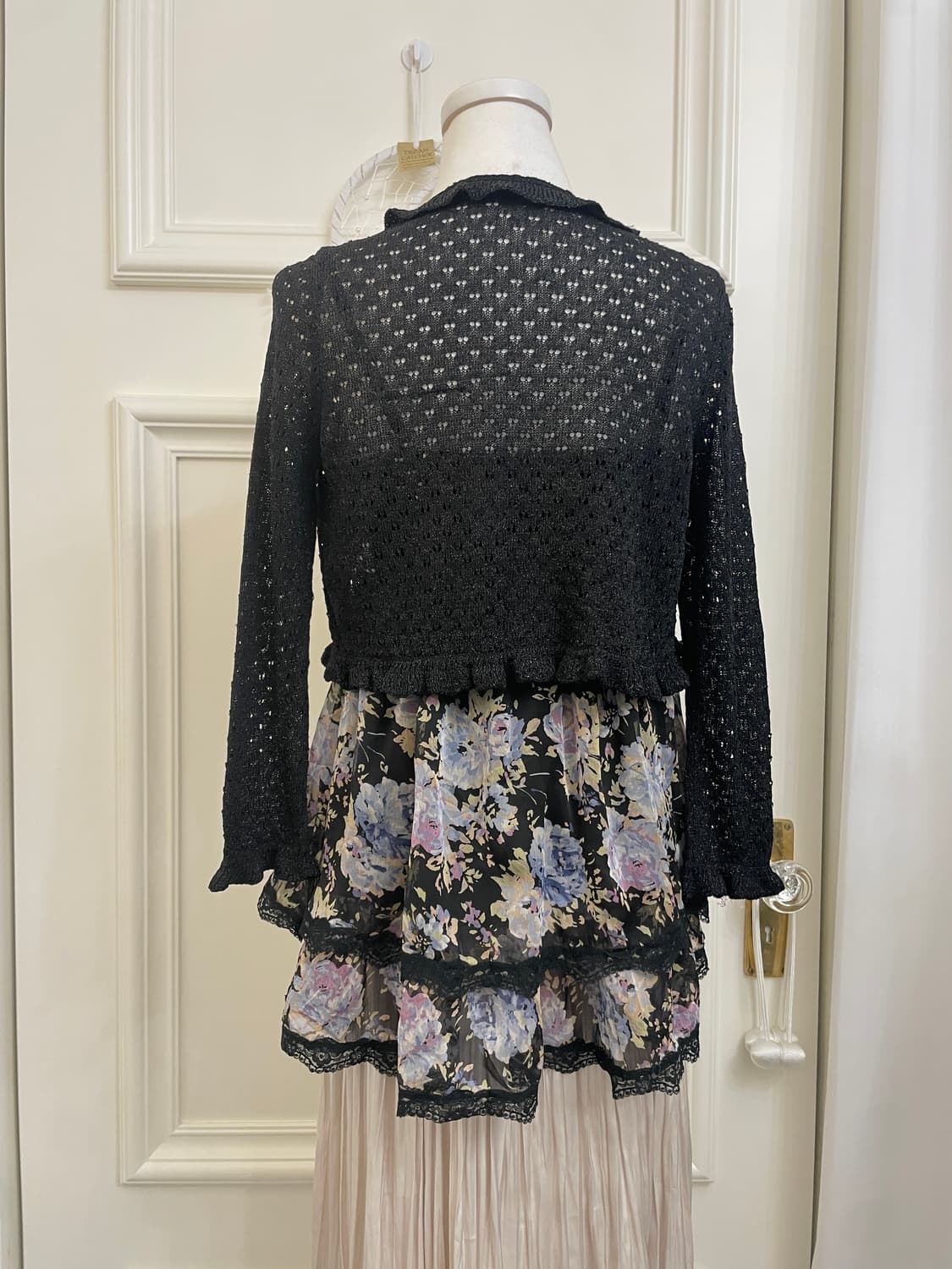 black crochet crop cardigan&flower lace 상품이미지5
