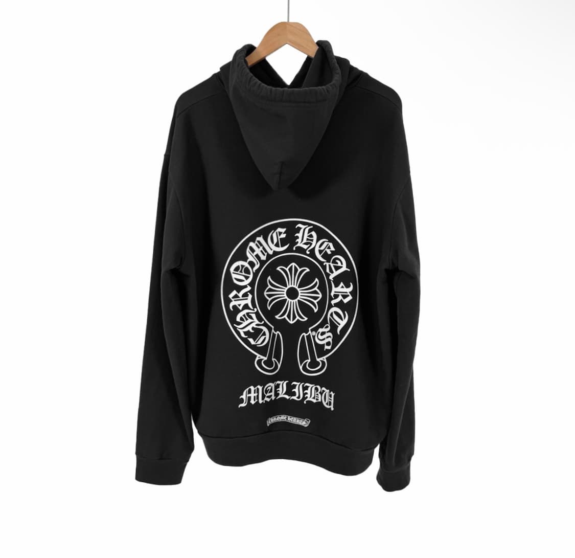 [L] 크롬하츠 남성 말리부 로고 한정 홀스슈 말발굽 후드 티셔츠 블랙 상품이미지2