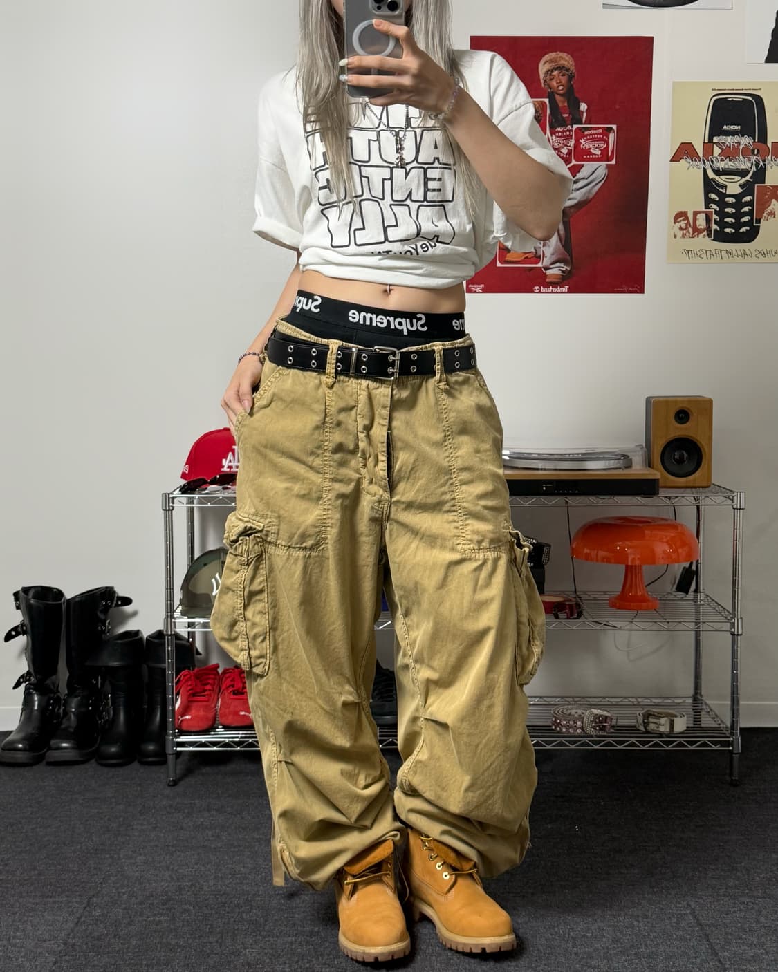 아베크롬비 00s 베이지 카고 와이드 팬츠 상품이미지3