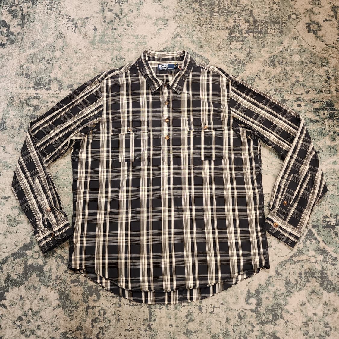 90s제작 POLO 풀오버 체크셔츠 상품이미지1
