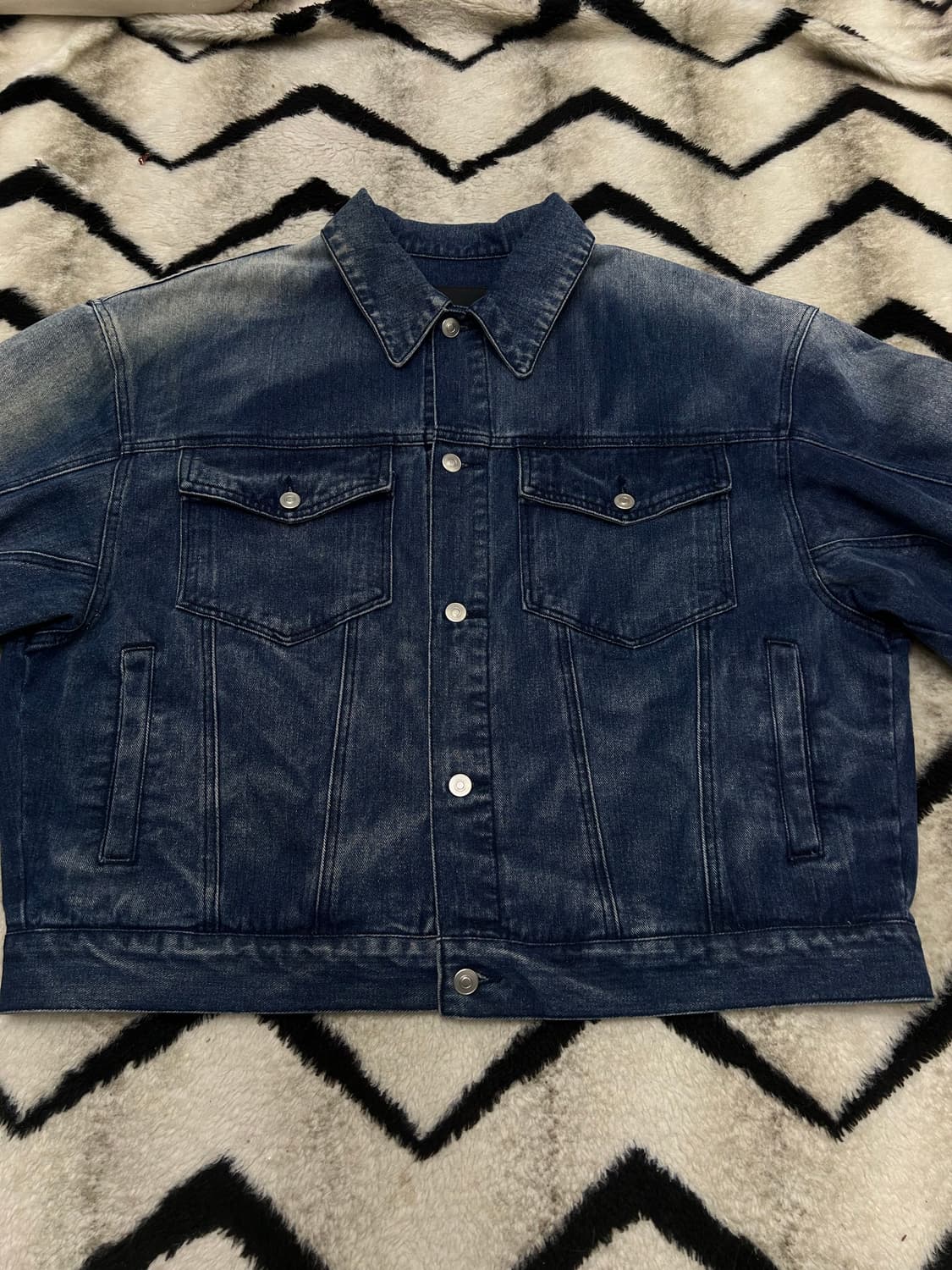 [L]WMC 오버핏 라인 워시드 데님 트러커 자켓 상품이미지3