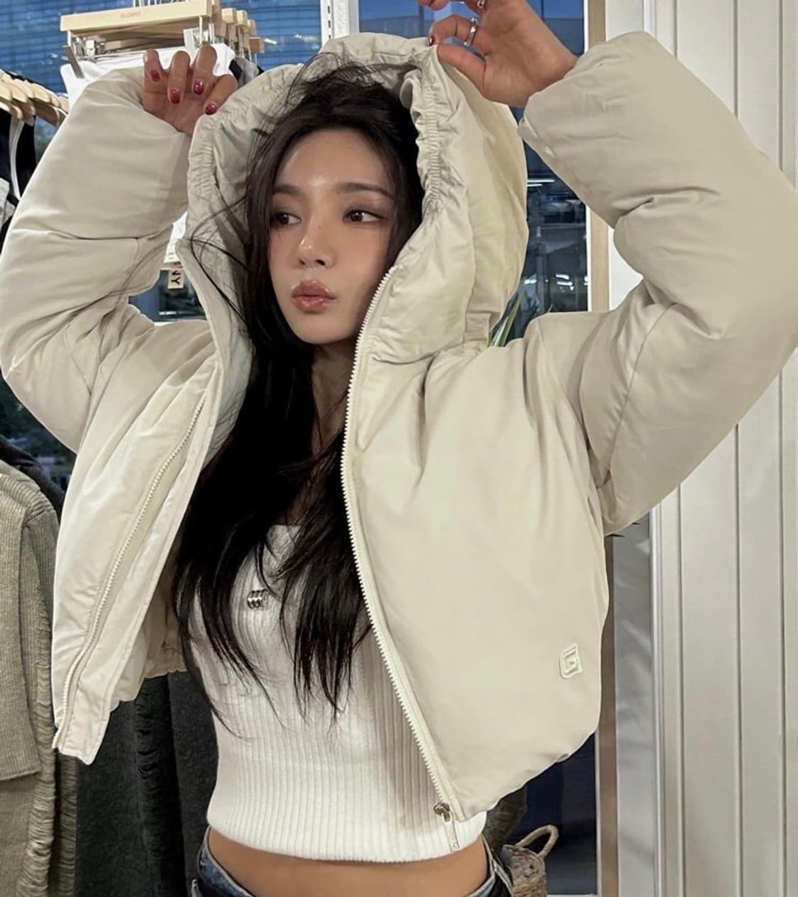 글로니 바운더레스 다운 푸퍼 패딩 아이보리 상품이미지3