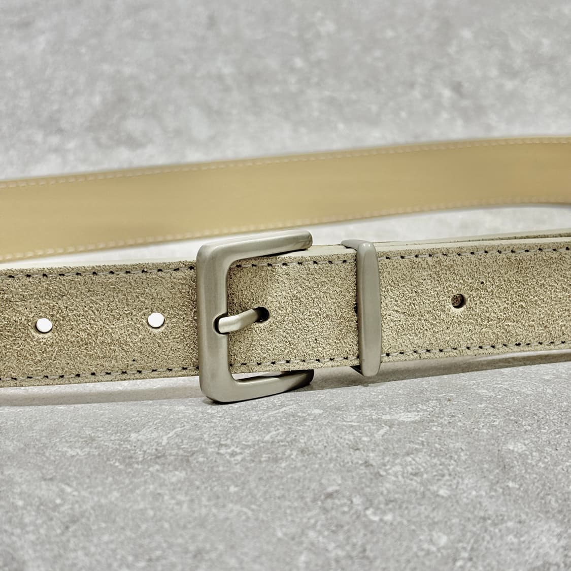 Oribell 새틴 실버 버클 이탈리아 스웨이드 소가죽 베이직 벨트 상품이미지4