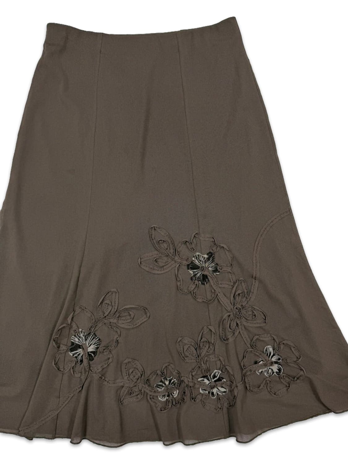 빈티지 브라운 플라워 모리 플레어 롱 스커트 상품이미지2