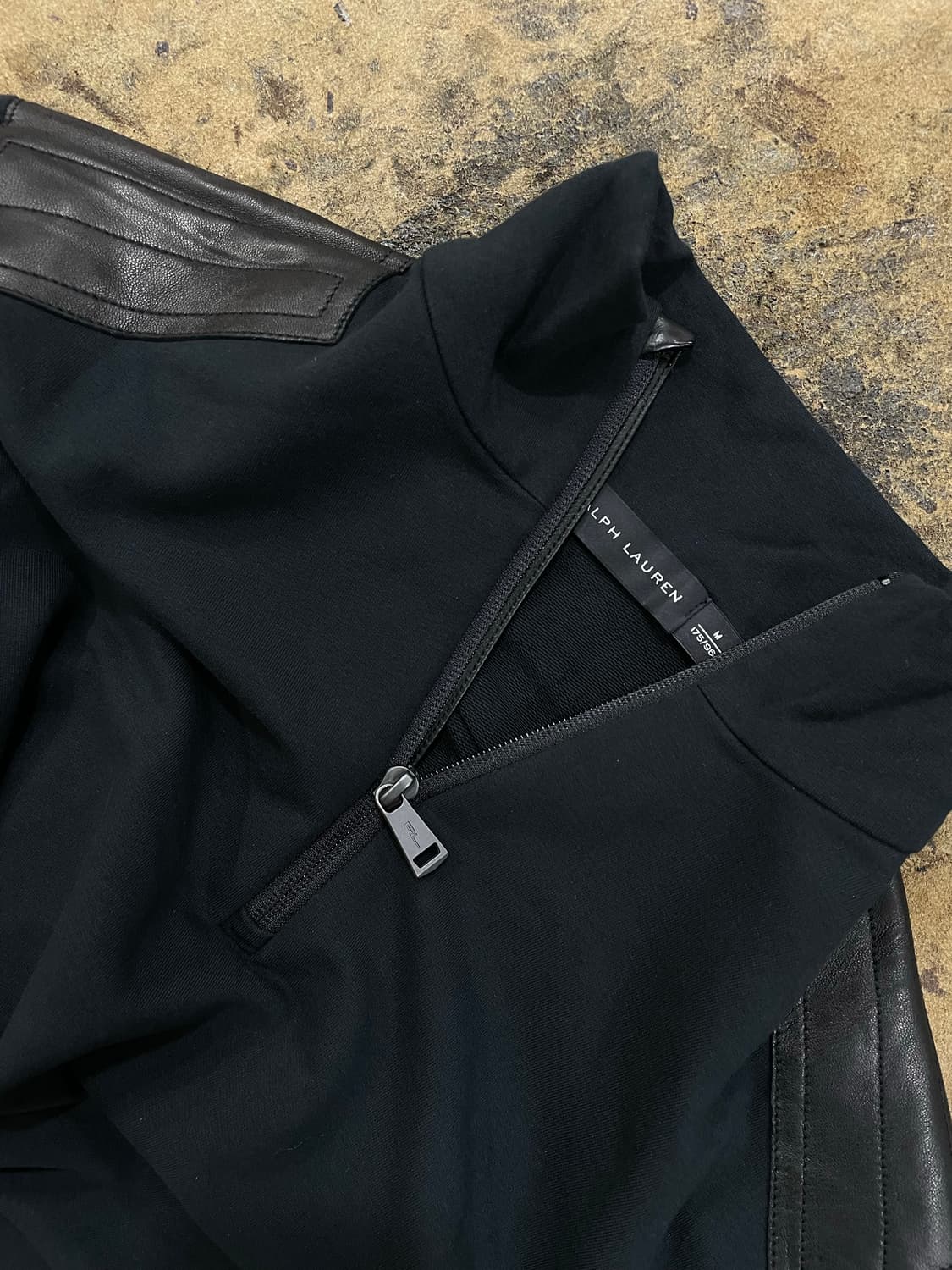 폴로랄프로렌(블랙라벨)/블랙 양가죽매치 하프집업(M) 상품이미지3