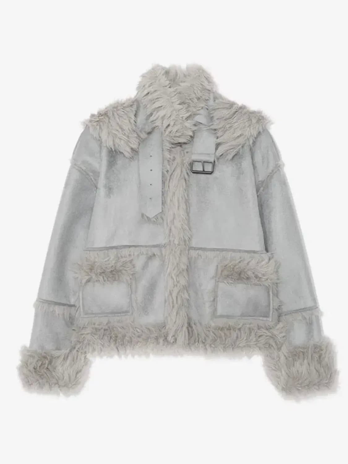 어글리쉐도우 리버시블 시어링 자켓 무스탕 블루 상품이미지1