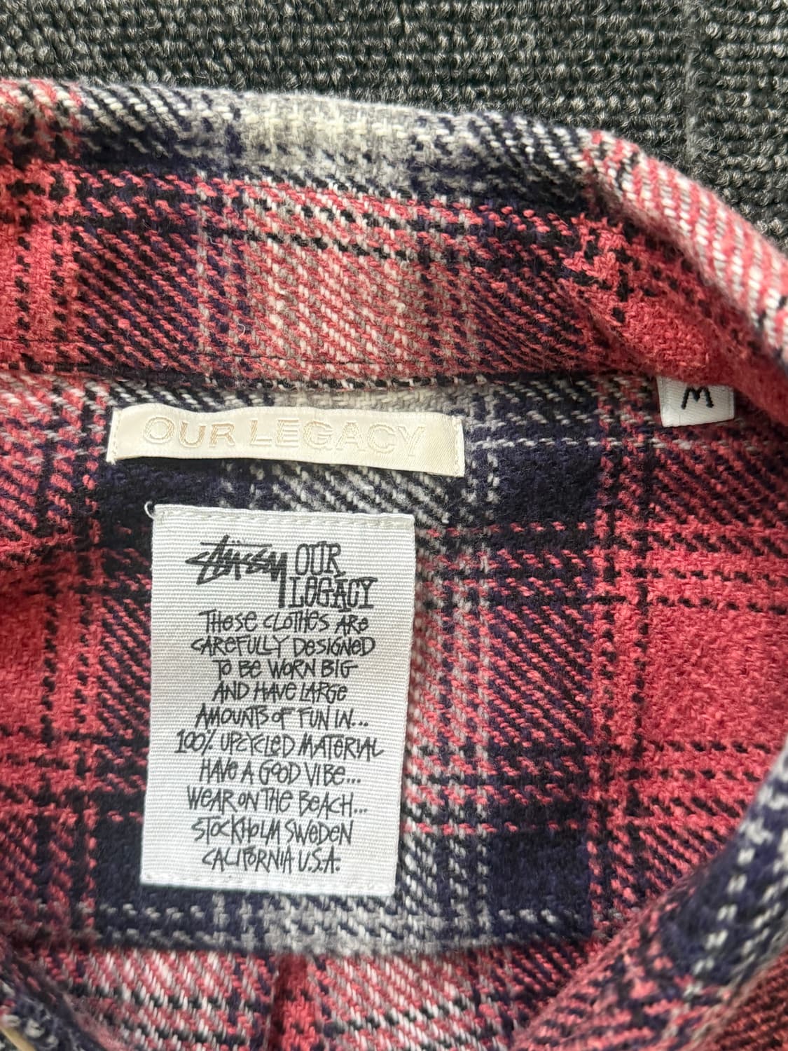 [M] 스투시 x 아워레가시 워크샵 체크 셔츠 레드 아버리스트 체크 상품이미지3