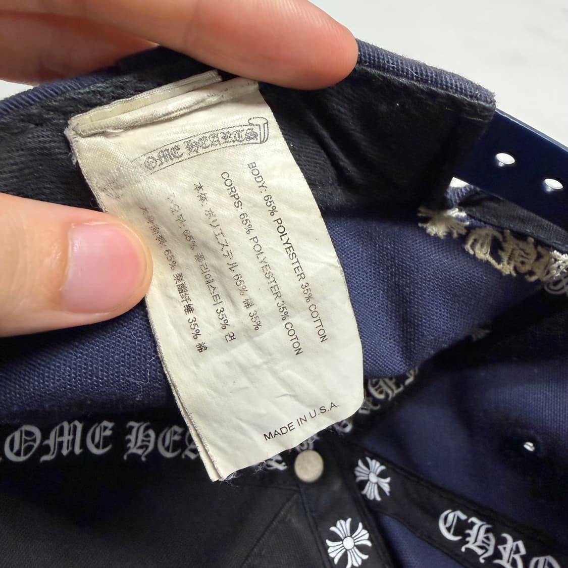 레어) 크롬하츠 Ch 로고 자수 베이스볼 캡 모자 네이비 OS 상품이미지7