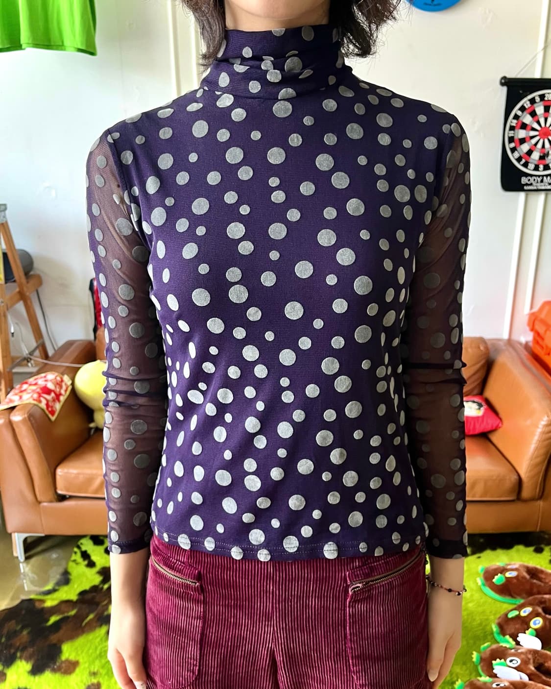90-00s Rosa d'oro Japan Dot Long-Sleeve 상품이미지2