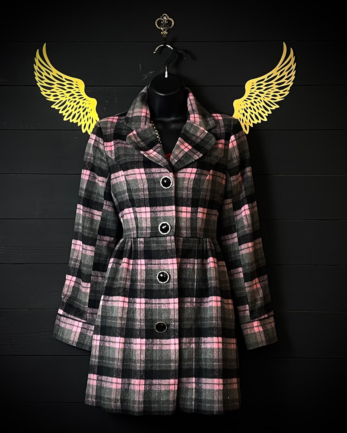 ANK ROUGE 앙크루즈 갸루 핑크 체크 패턴 코트 상품이미지1