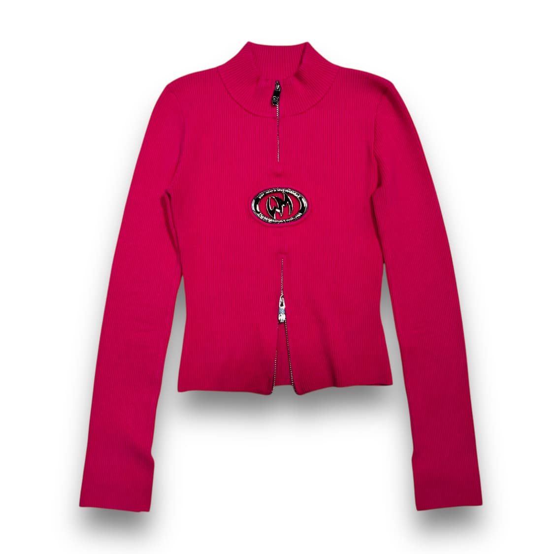 위어드 마켓 미드 엠블럼 슬림 핑크 니트 슬리브리스 상품이미지1