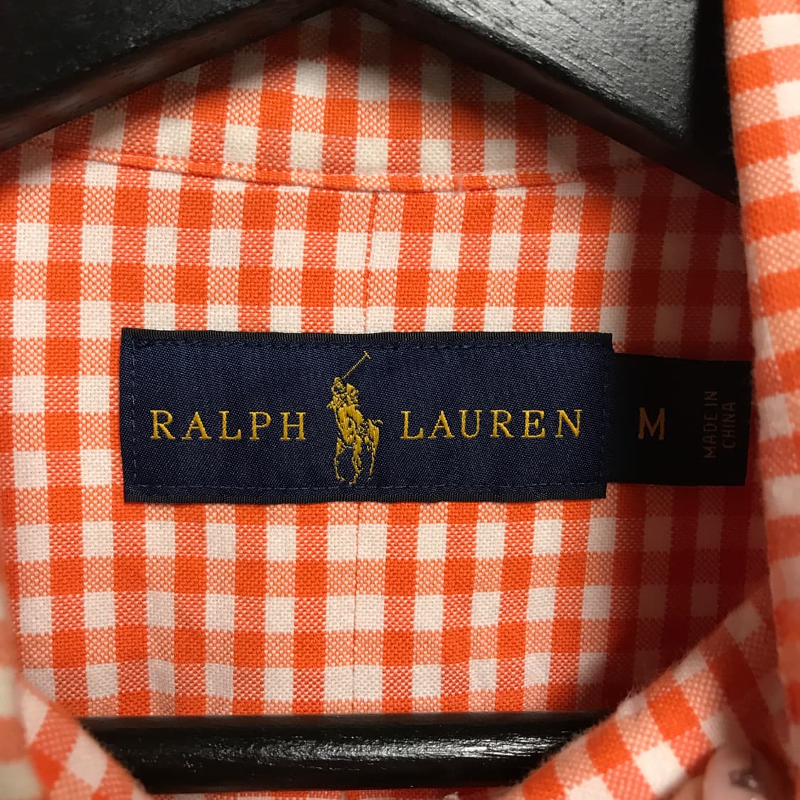 폴로 랄프로렌 깅엄 체크 셔츠 오렌지 M 상품이미지5