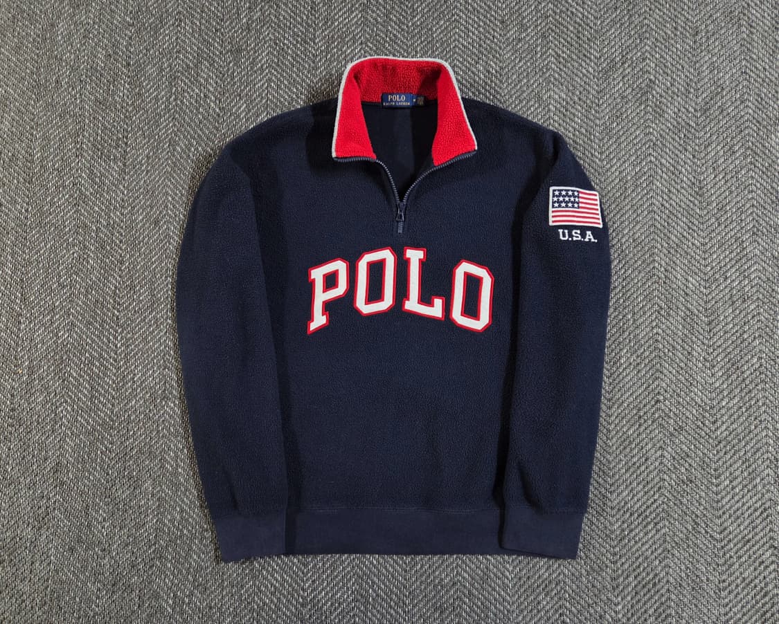 폴로 USA 성조기 네이비 신형 플리스 하프집업 상품이미지2