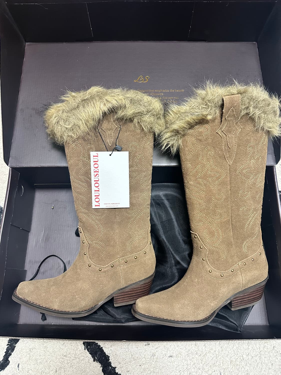 루루서울 웨스턴 믹스 퍼 부츠 225 상품이미지6