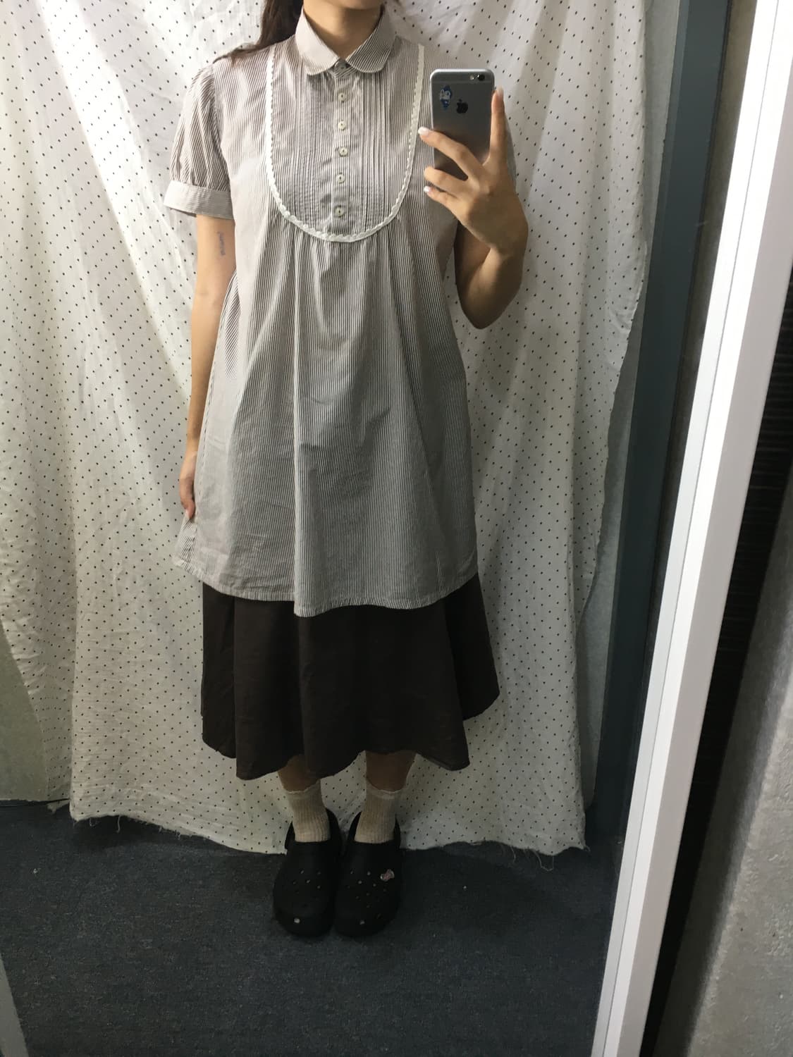 브라운 스트라이프 원피스 상품이미지3
