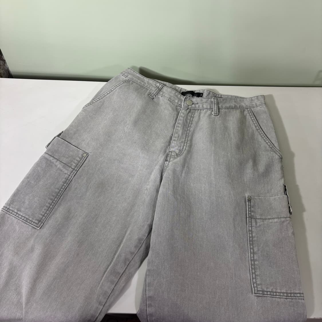 33 VTG 그레이 와이드핏 카고 데님팬츠 상품이미지1