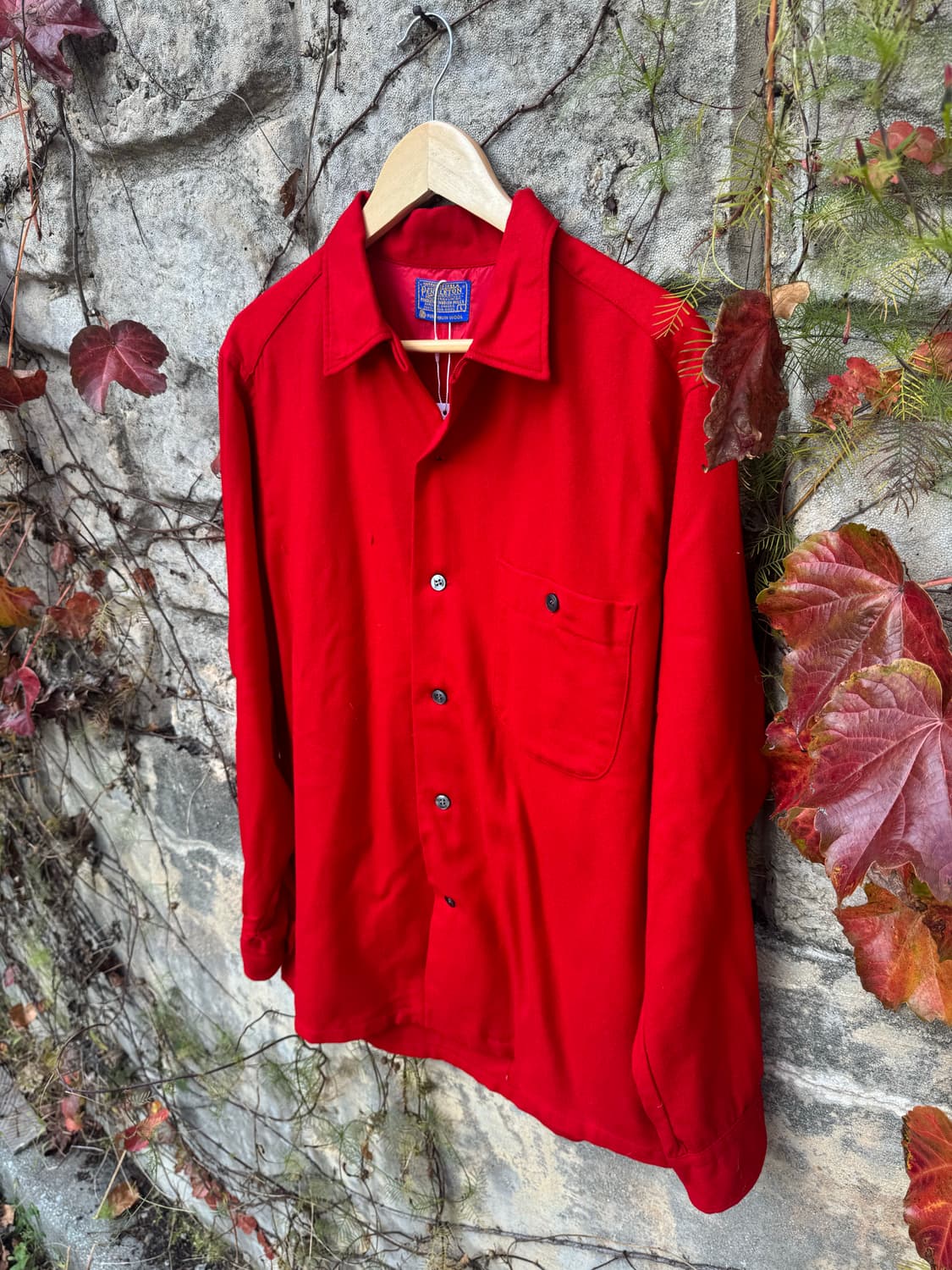 60s 펜들턴 빈티지 울 셔츠 레드 L 상품이미지3
