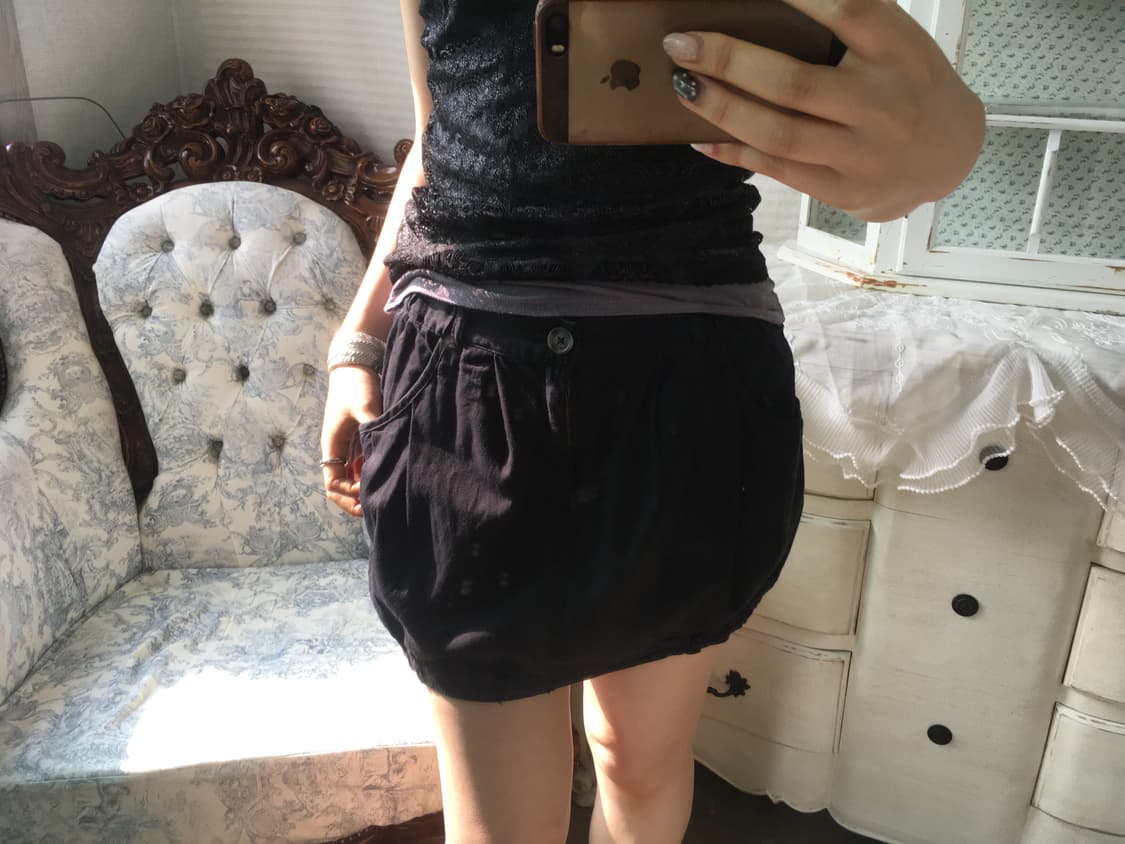 빈티지 네이비 벌룬 스커트 상품이미지1