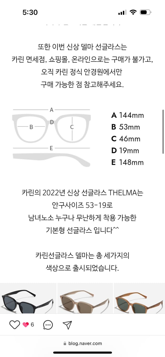 카린 선글라스 Thelma 블랙 상품이미지5