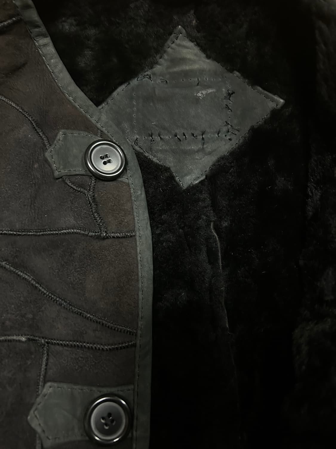 1980s issey miyake 레더 시어링 블랙 자켓 상품이미지8