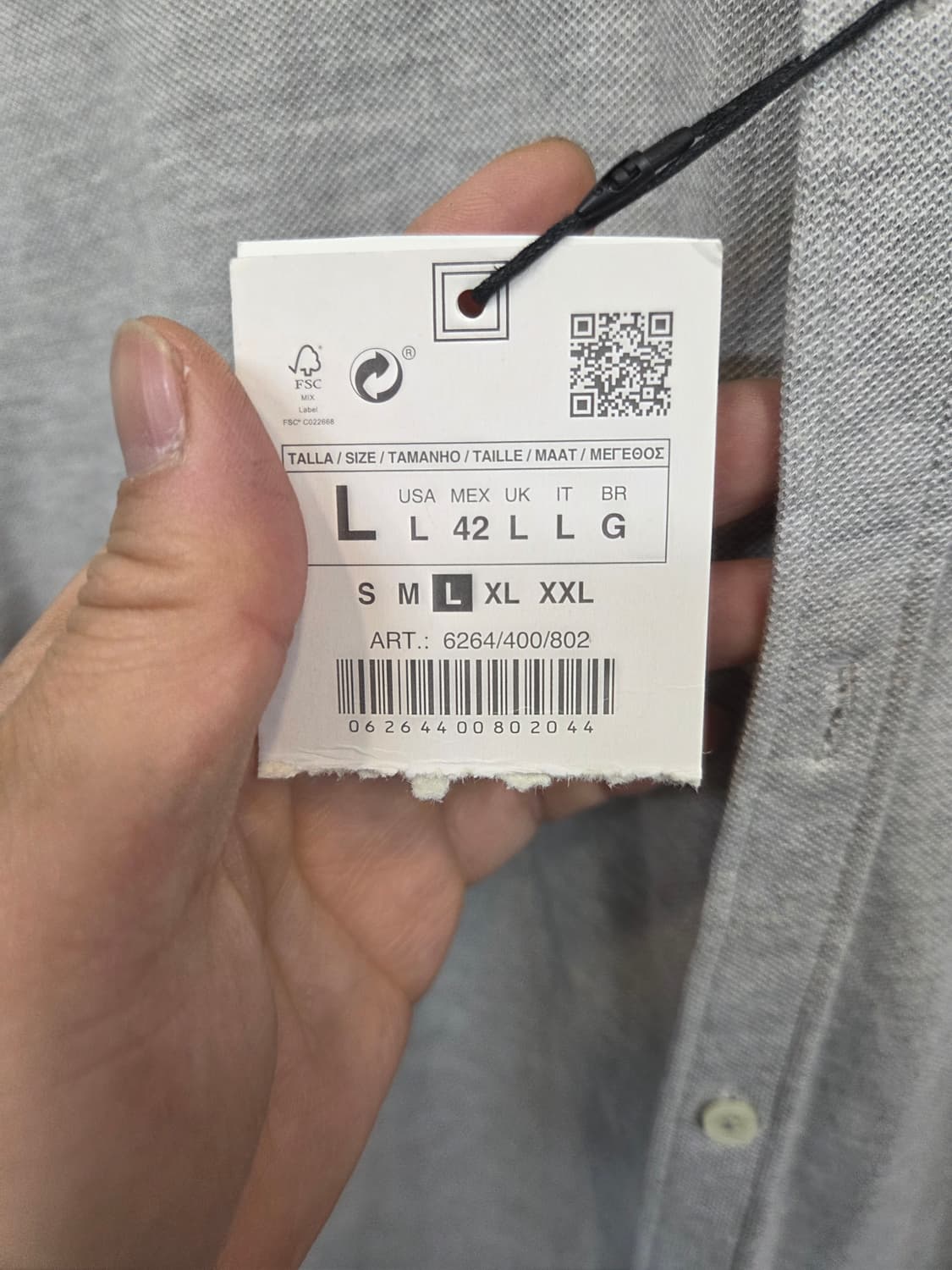 자라 연그레이 셔츠반팔 L 슬림핏 상품이미지5