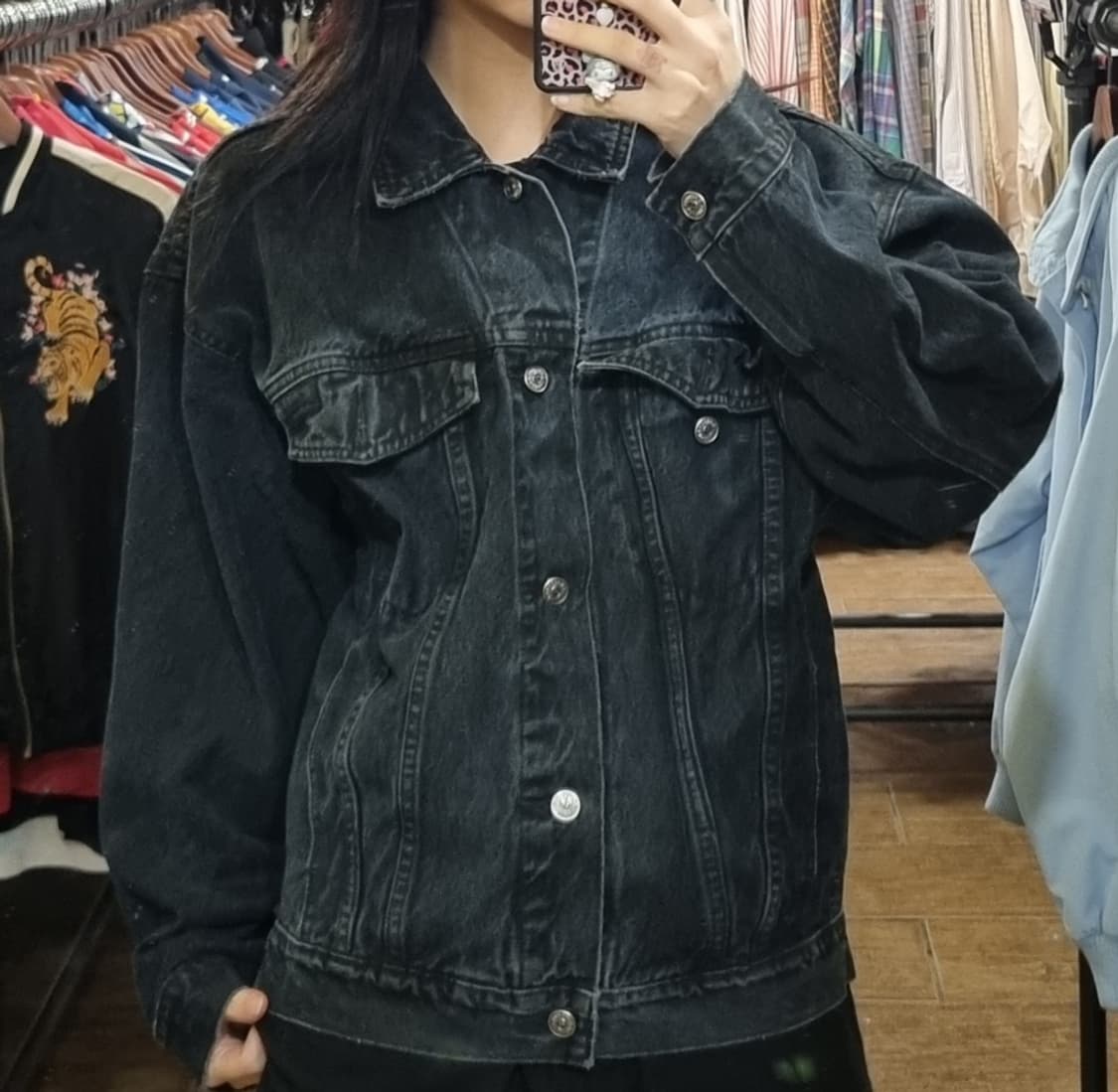 [Hi] vtg 빈티지 데님자켓 블랙 상품이미지1