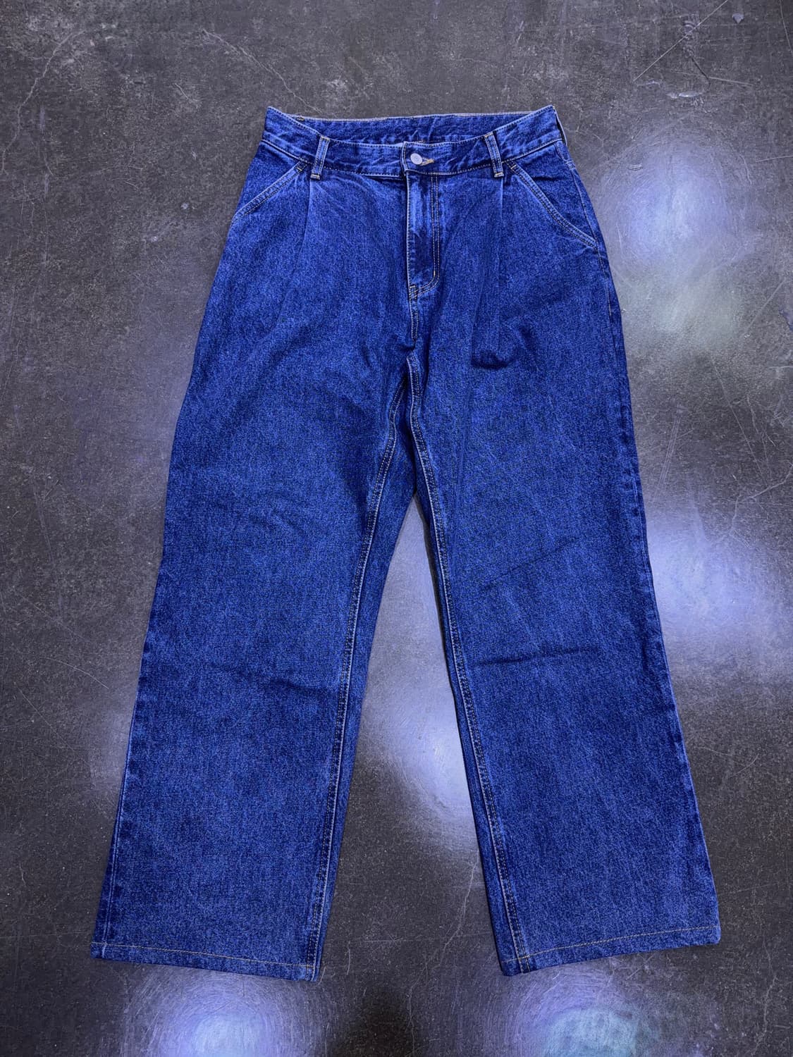 유니폼브릿지 와이드 원턱 데님팬츠 인디고 M 상품이미지1