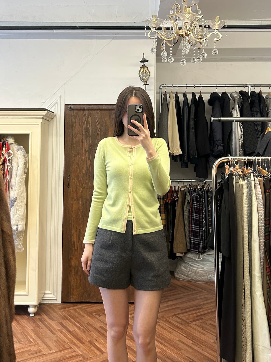 꾸레쥬 정품 그린 니트 가디건 앙상블 상품이미지9