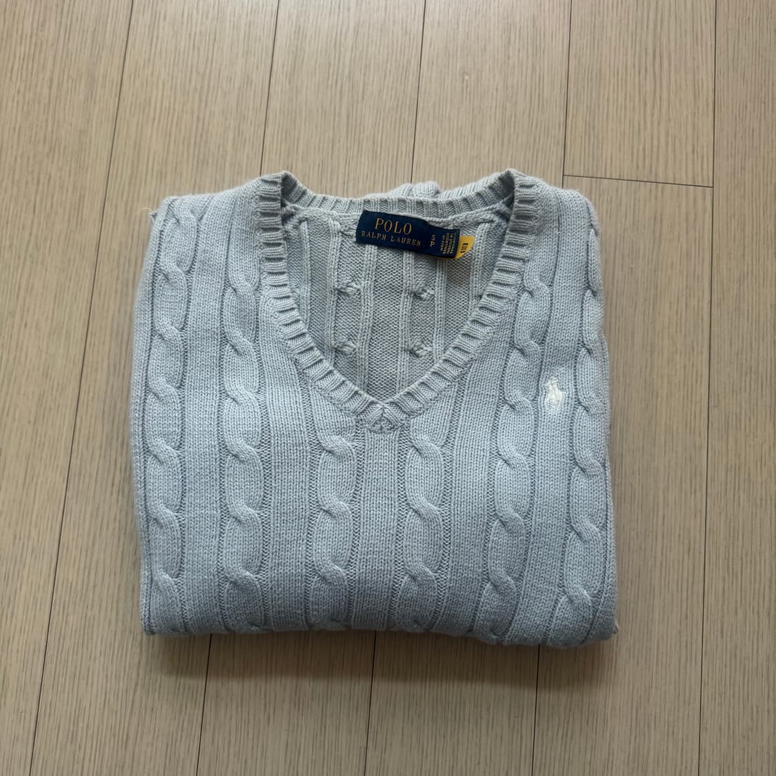폴로브이넥 니트  페일블루 (s) 상품이미지3