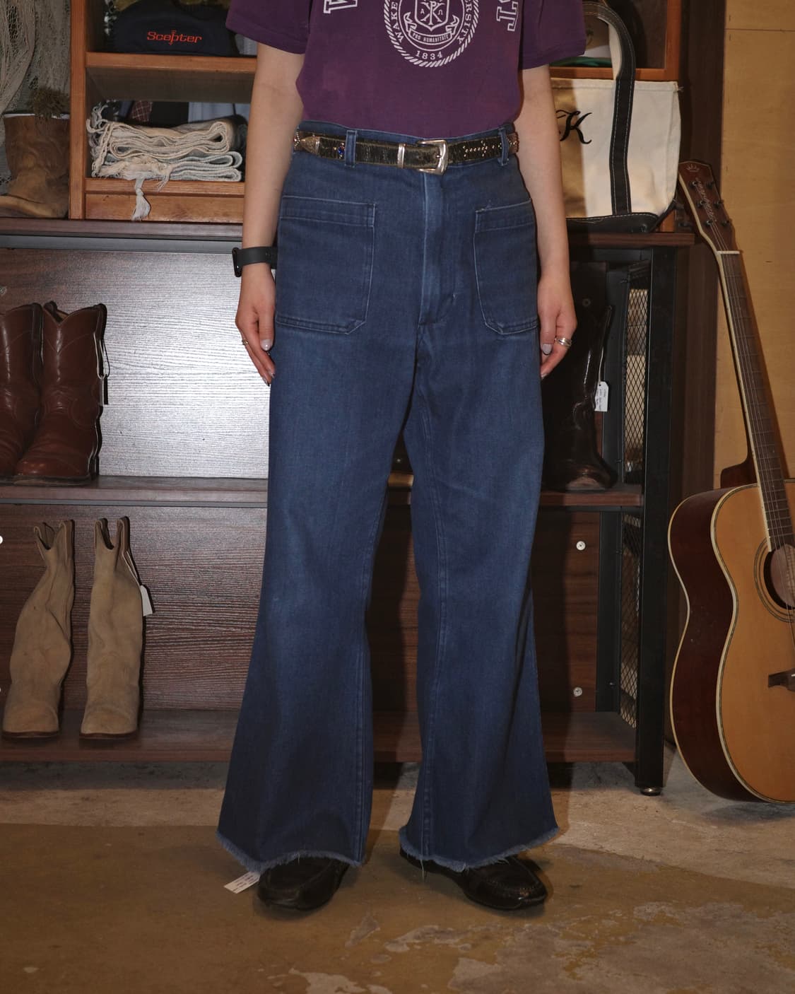 90‘s USN Seafarer 덩가리 벨보텀 팬츠 상품이미지5