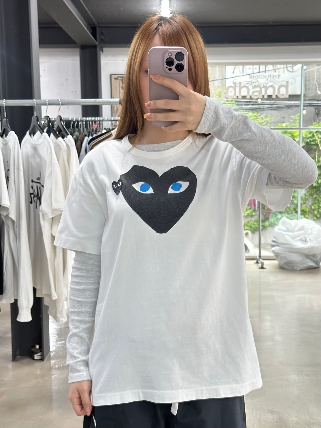 꼼데가르송 플레이 더블하트 블루아이 반팔티 상품이미지2