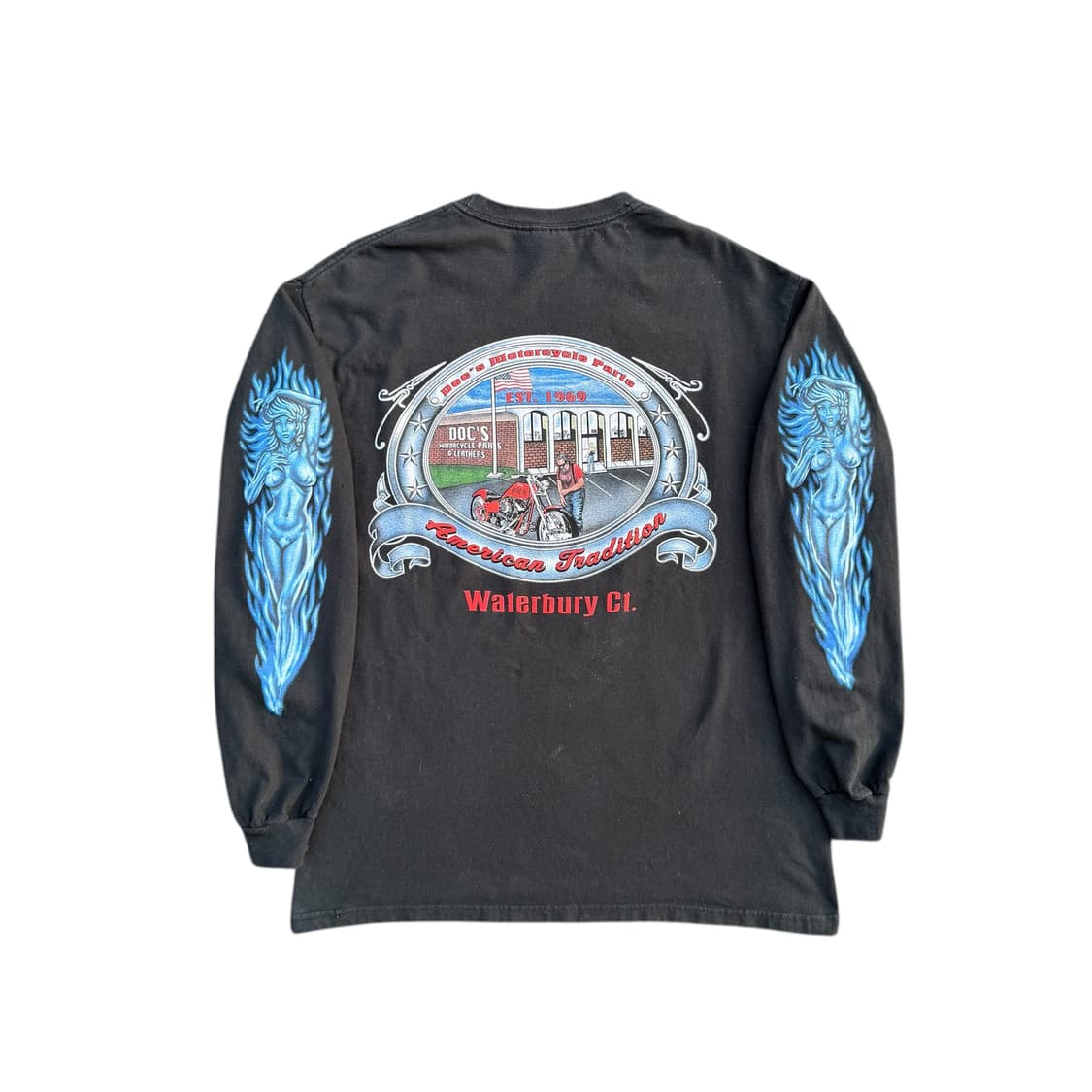 빈티지 90s Easyriders 바이커 블루 플레임 걸 롱슬리브 상품이미지2