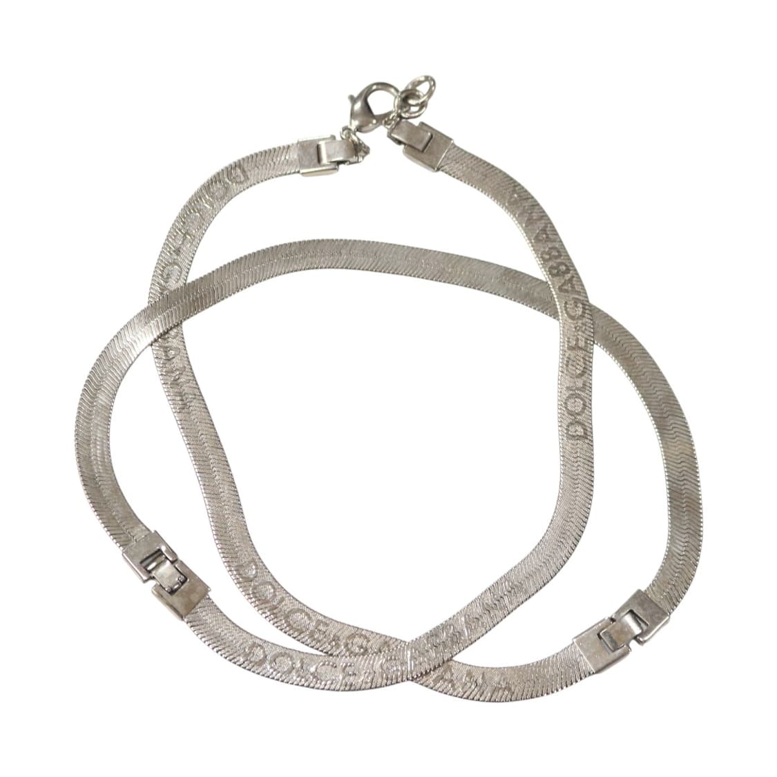 돌체앤가바나 빈티지 로고 인그레이빙 실버 헤링본 초커 목걸이 상품이미지1