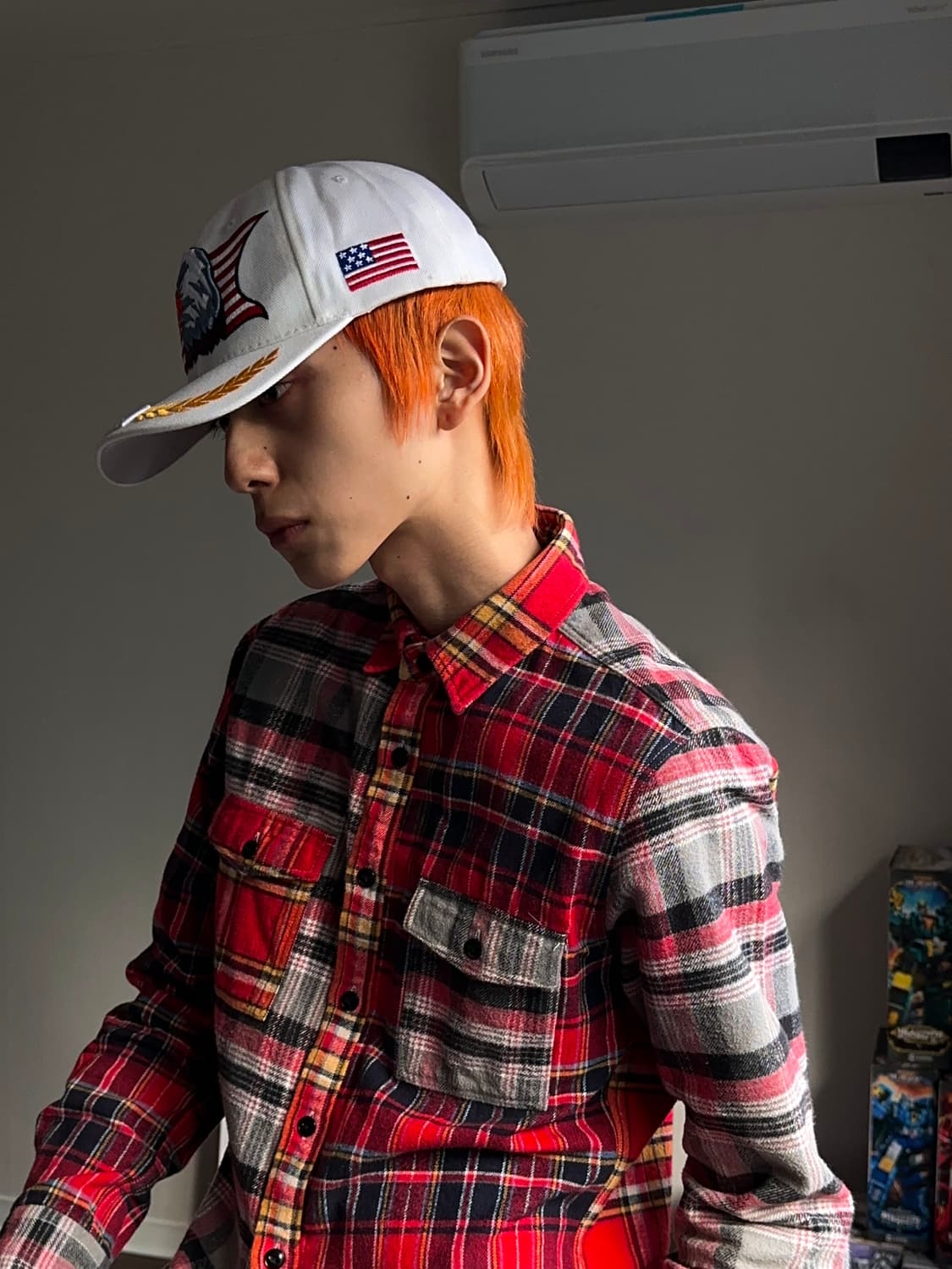 Beams 하프 앤 하프 플레이드 체크 셔 상품이미지1