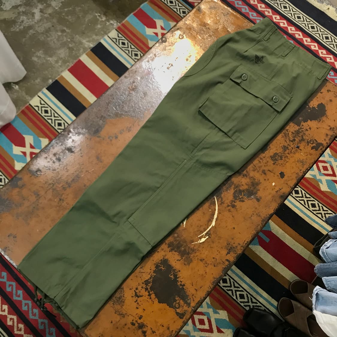 80s Kor 한국군 밀리터리 카고 퍼티그 팬츠 허리 25 사이즈 상품이미지2