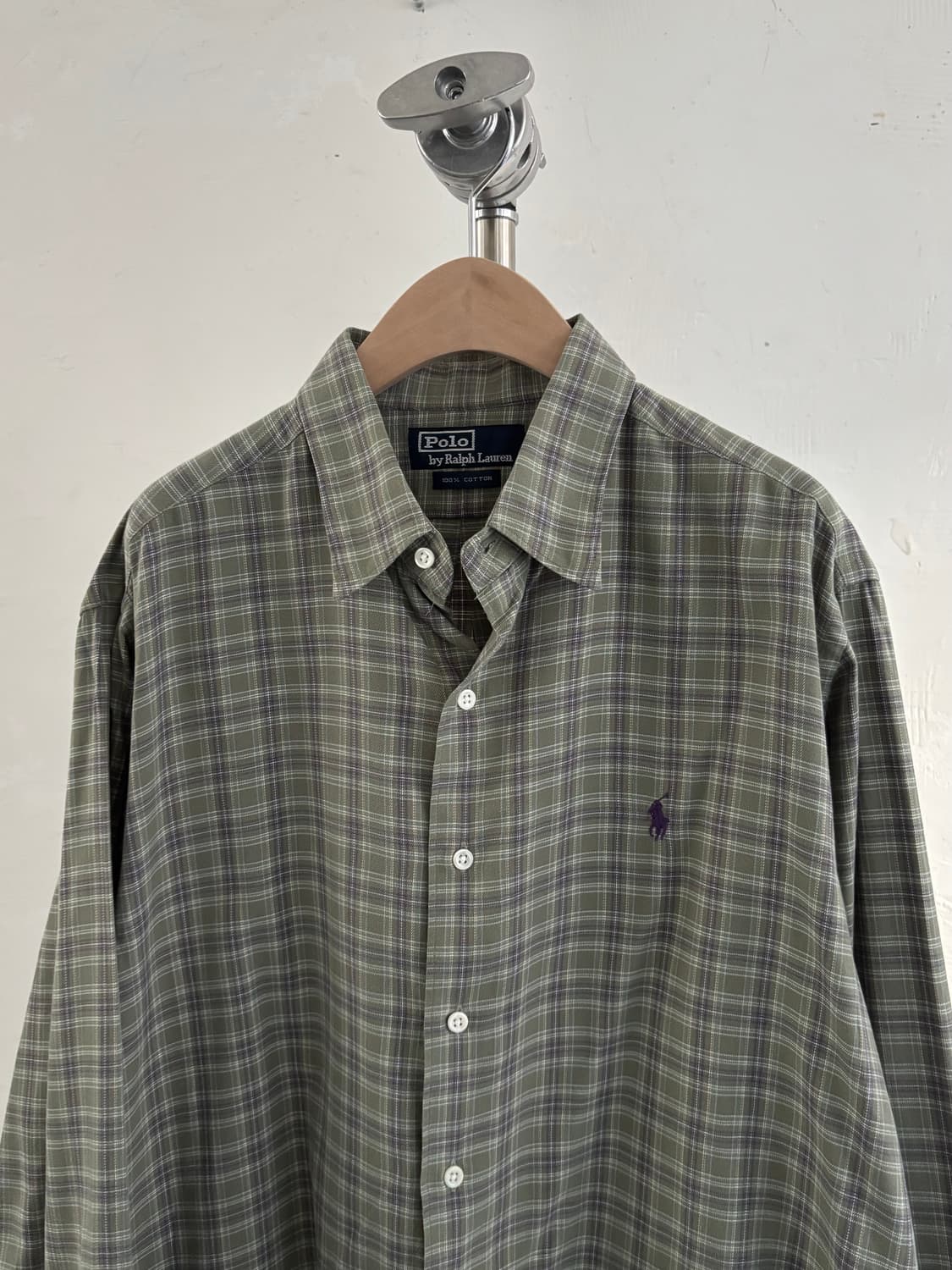 Polo 폴로 랄프로렌 그린퍼플 체크 코튼 셔츠 상품이미지2