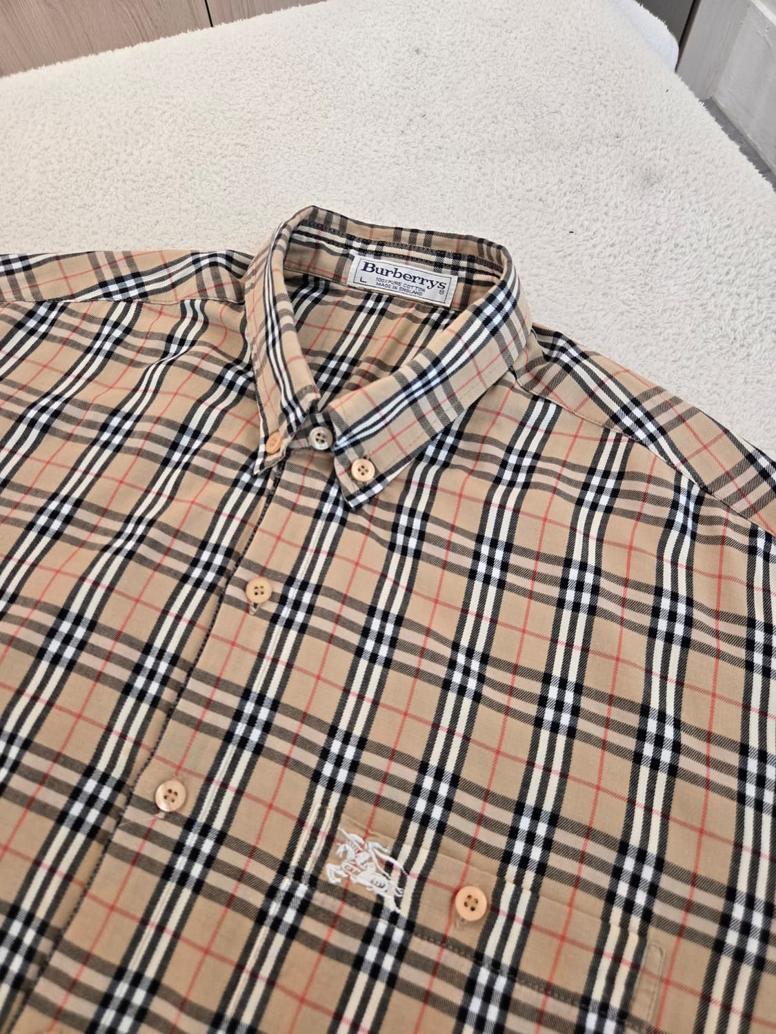 버버리 체크 반팔 셔츠 L : 싸게 드려요 상품이미지5