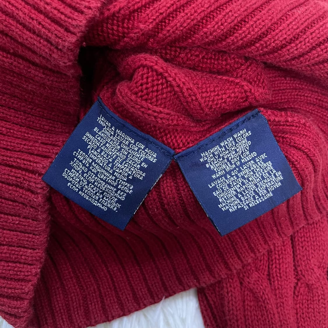 폴로 랄프로렌 포니 로고 케이블 니트 후드집업 레드 상품이미지5