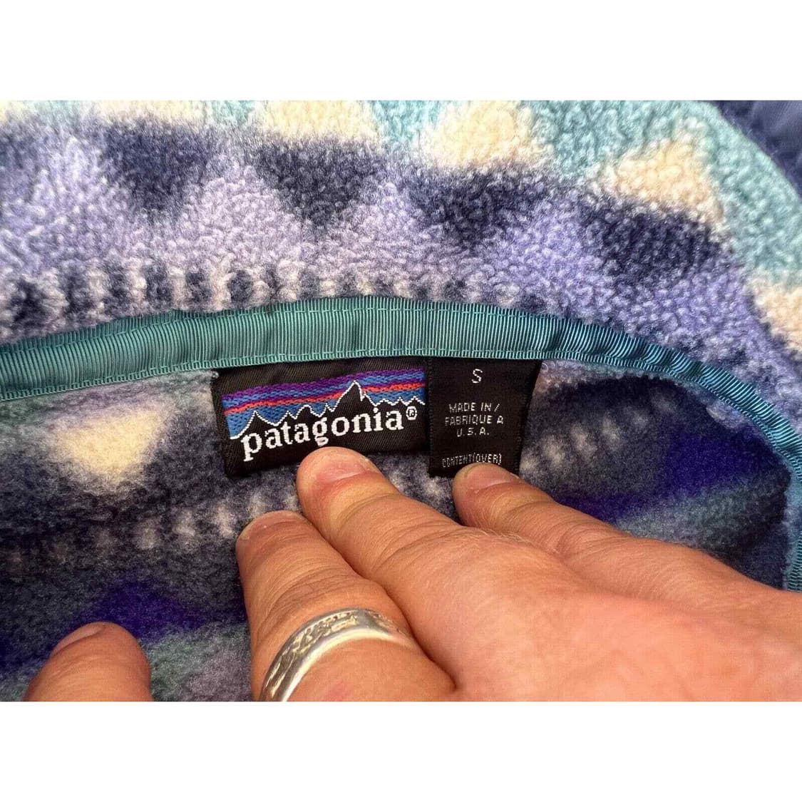 90s 파타고니아 신칠라 스냅-T 페어아일 패턴 민트네이비 상품이미지3