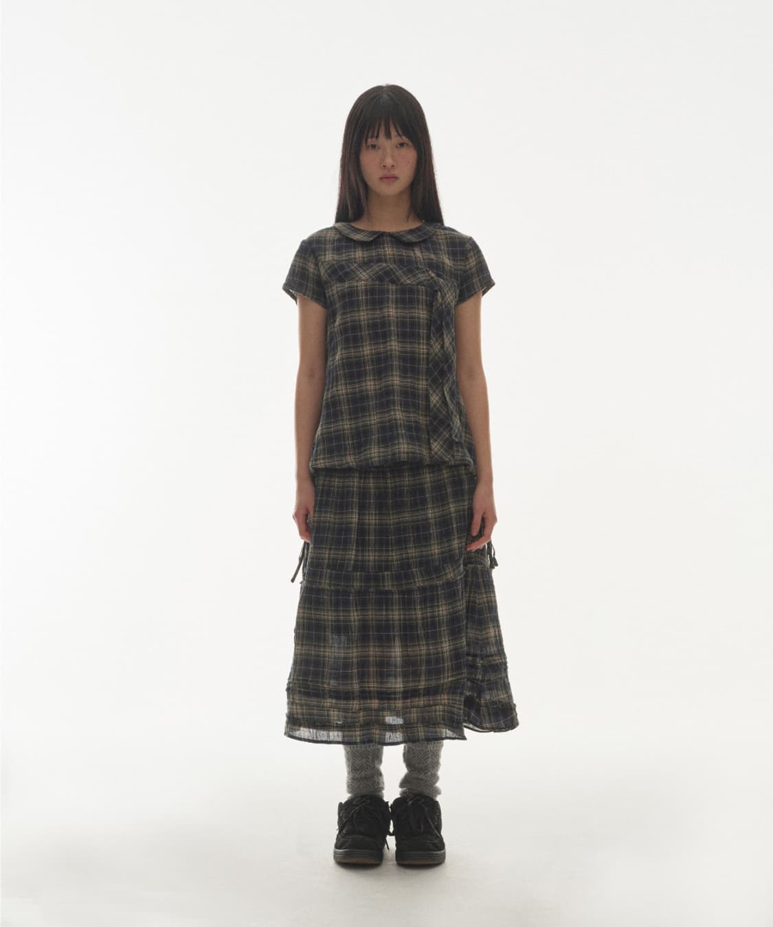 코이세이오 보우 블라우스 체크 상품이미지4