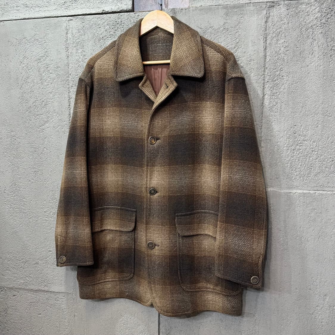 제팬 체크 오버 울 자켓 (L)   상품이미지1