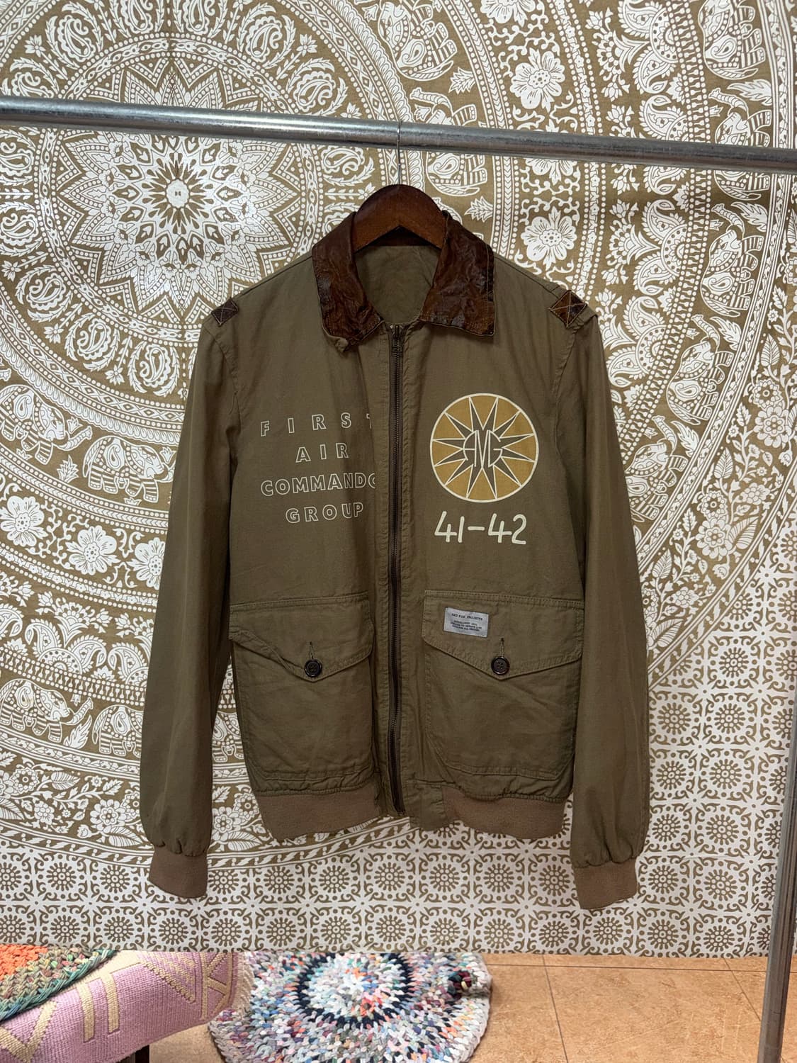 Red-pig 빈티지 프린팅 워크자켓 상품이미지3