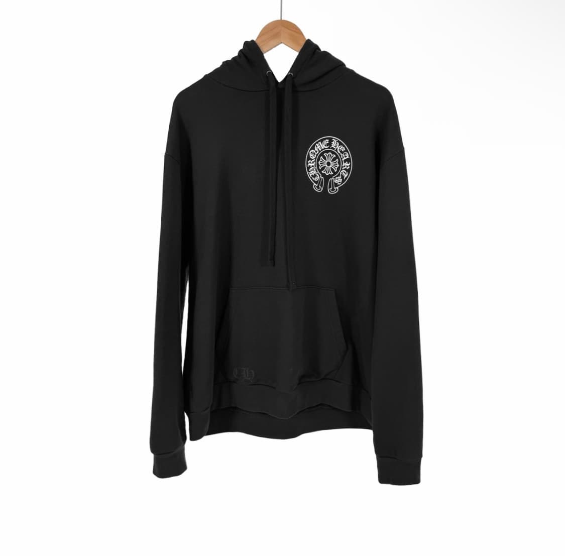 [L] 크롬하츠 남성 말리부 로고 한정 홀스슈 말발굽 후드 티셔츠 블랙 상품이미지1