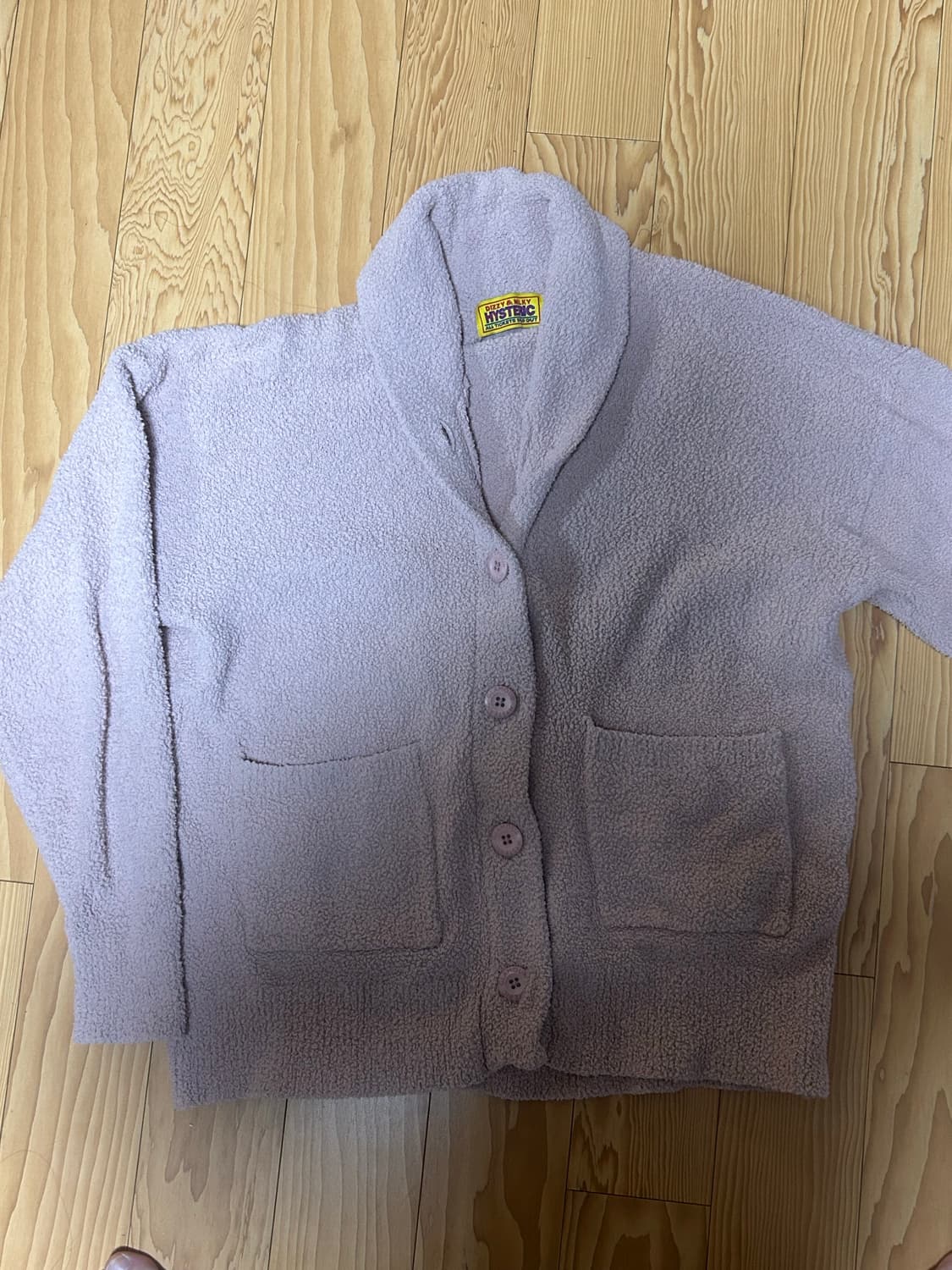 히스테릭 글래머 퍽베어 연핑크 그레이 가디건 상품이미지5