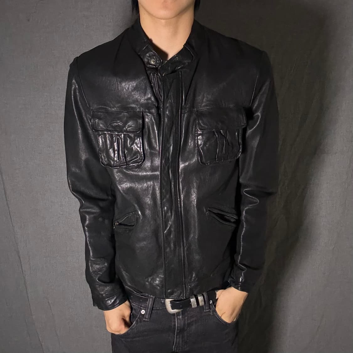 lamb skin pocket leather jacket 상품이미지1