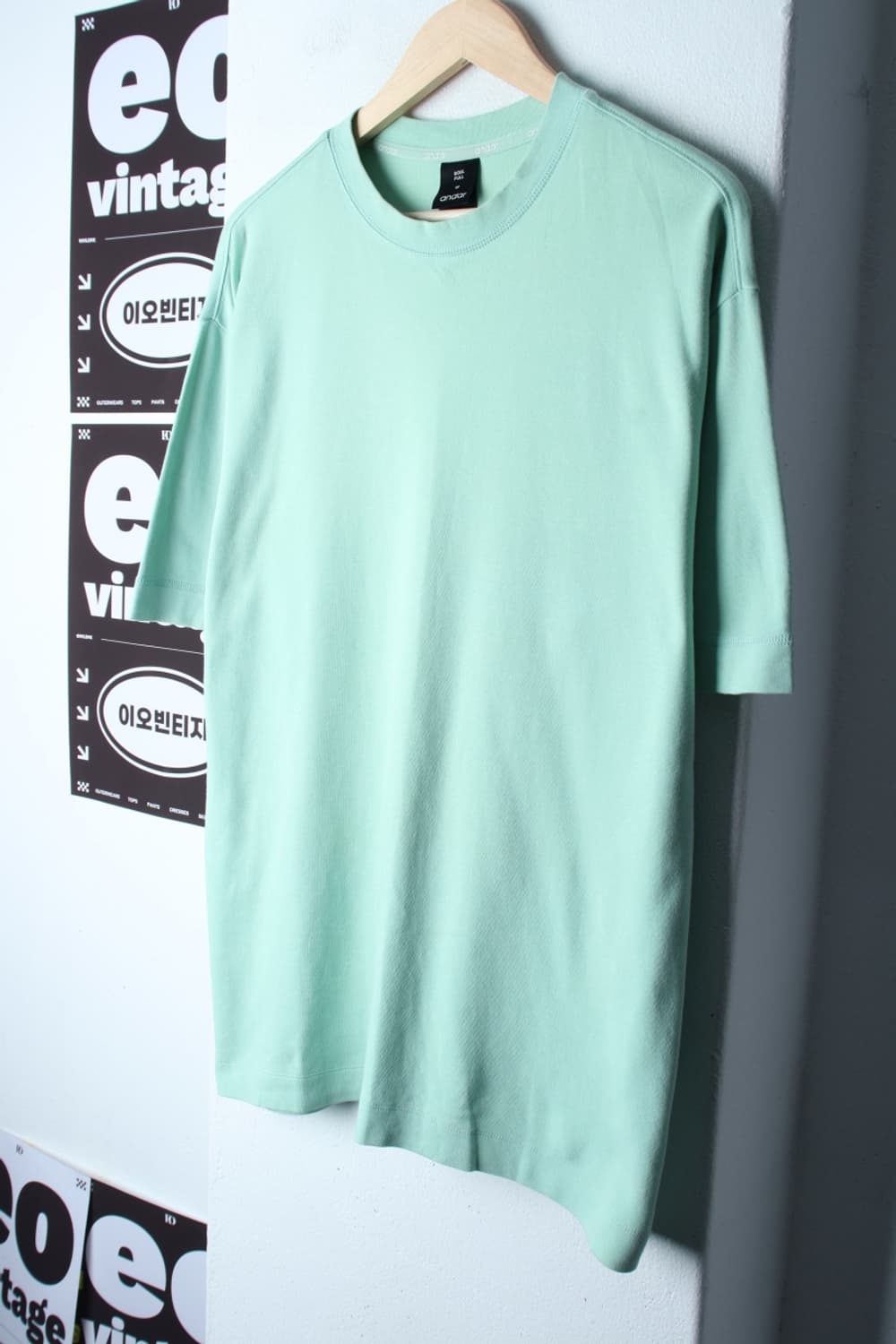 (S-XL) 안다르 반팔 티셔츠 연그린 오버핏 2사이즈-H32857 상품이미지1