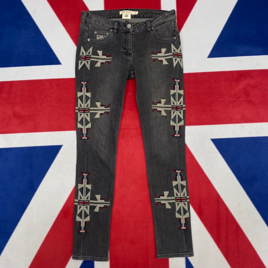 H&M x이자벨마랑 자수패턴 데님팬츠 실측 26-27 상품이미지1